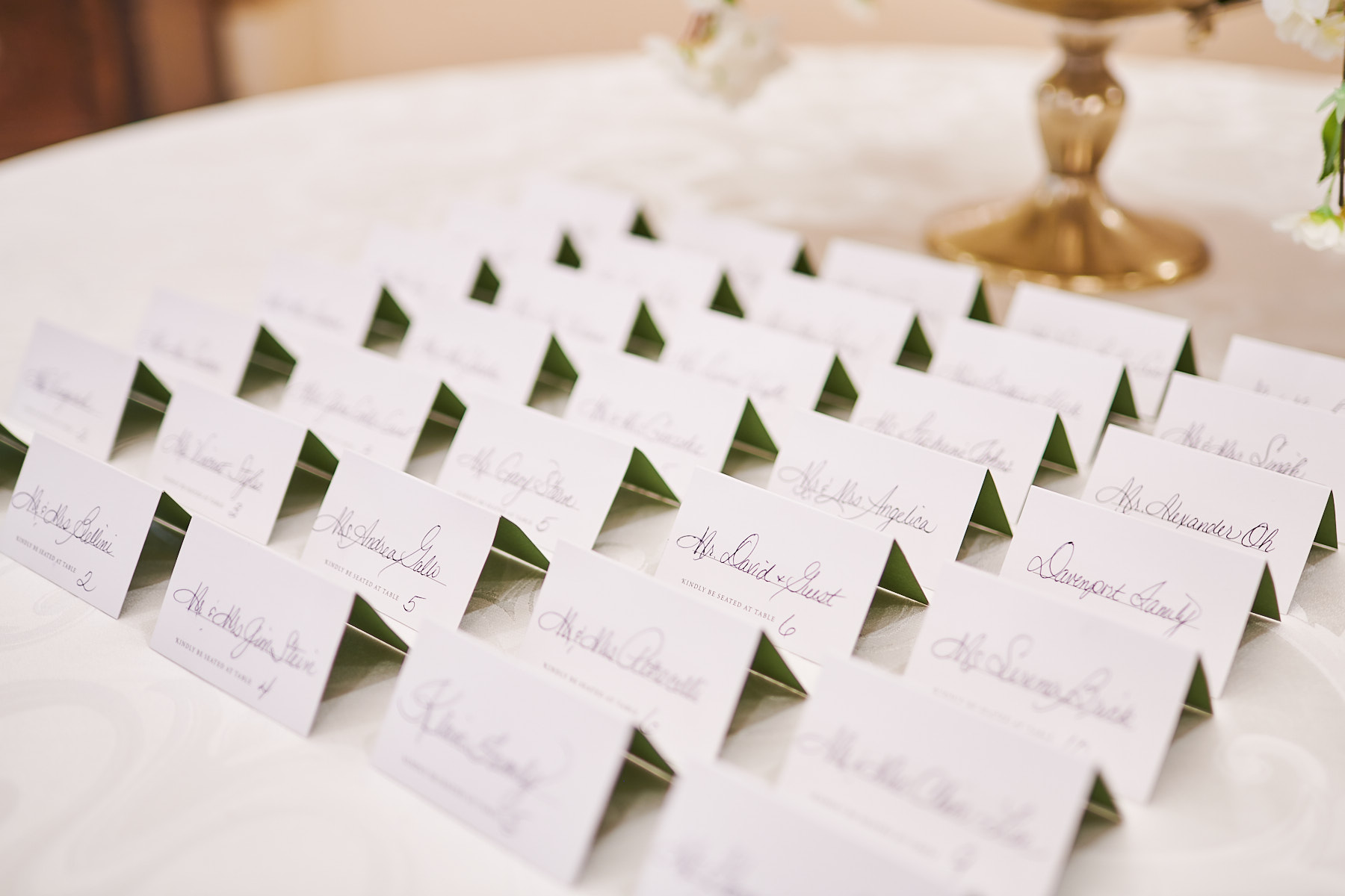 Wedding name cards at Greentree Country Club